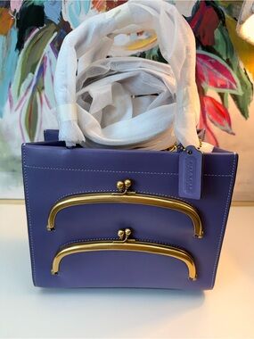 New Authentic Collectible COACH Cashin 22 Carry Double Kisslock Tote C9811
